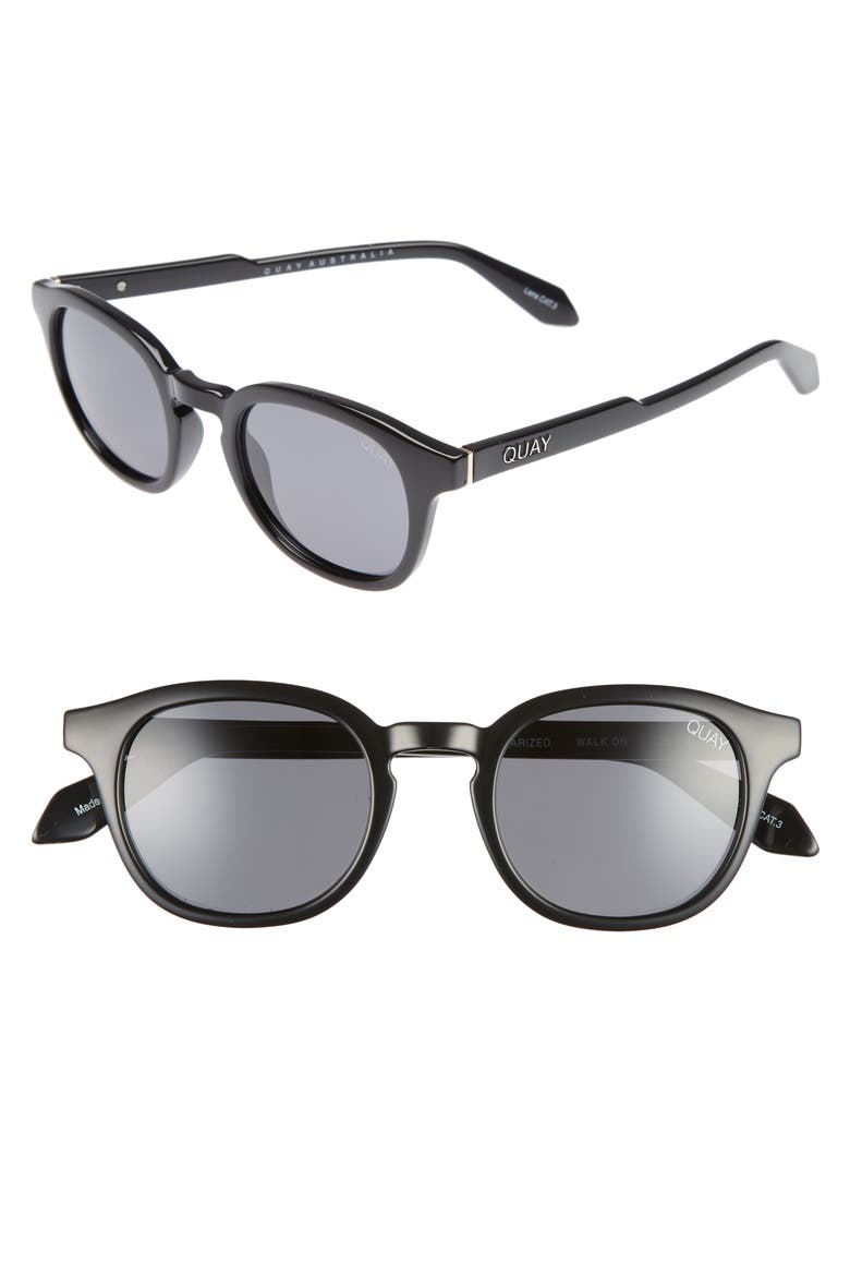 Australia Walk On 47mm Polarized Sunglasses, Main, color, BLACK / SMOKE LENS