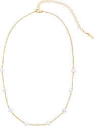 st. Moran Tarnish Resistant Freshwater Pearl Station Chain Necklace