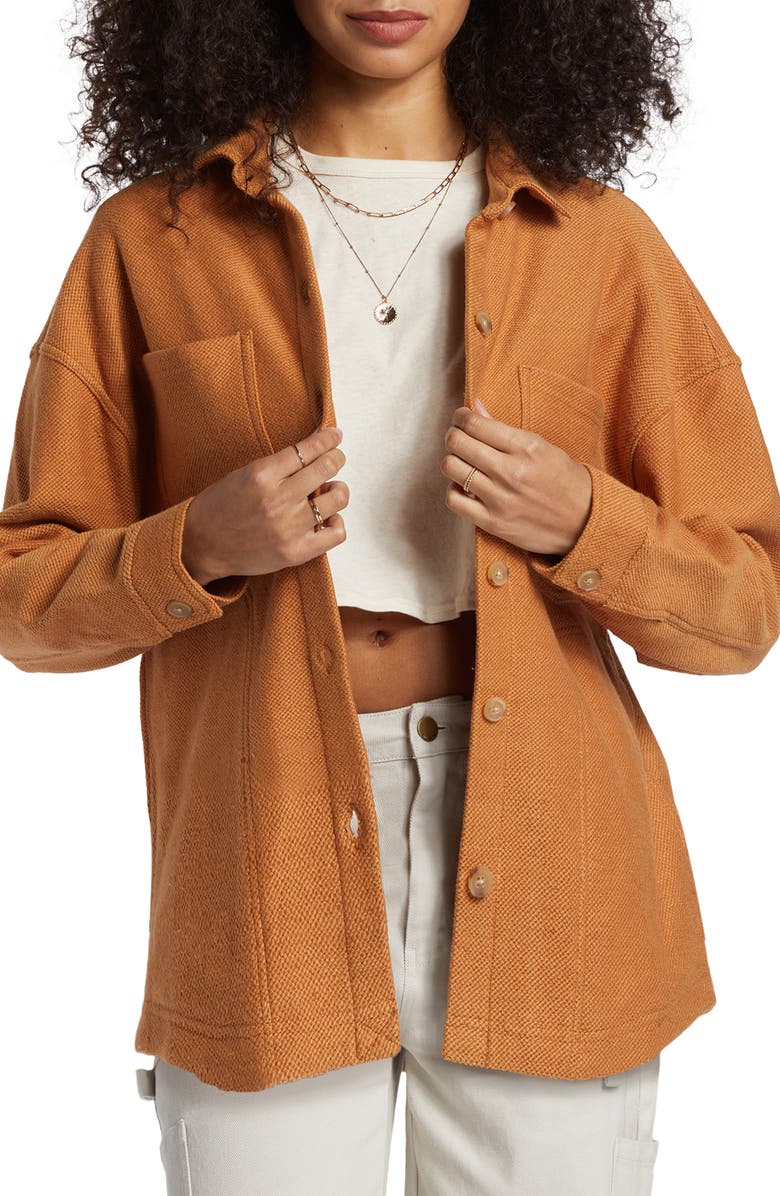 Billabong Everytime Button-Up Shacket, Main, color, Sandalwood