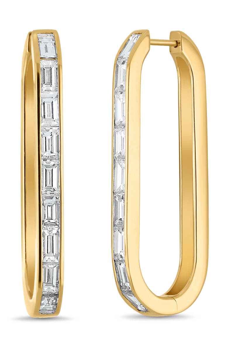 Gatsby Luxe Diamond Elongated Hoop Earrings, Main, color, 18K YELLOW GOLD