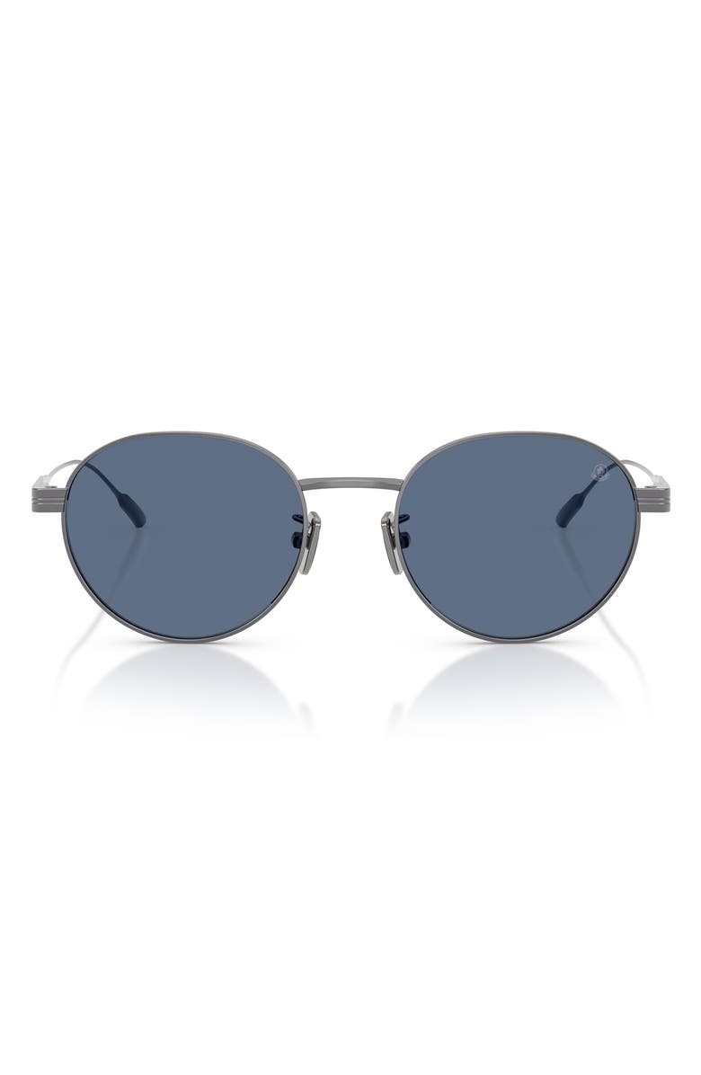 Moncler 53mm Round Sunglasses, Main, color, Gun Metal / Dark Blue