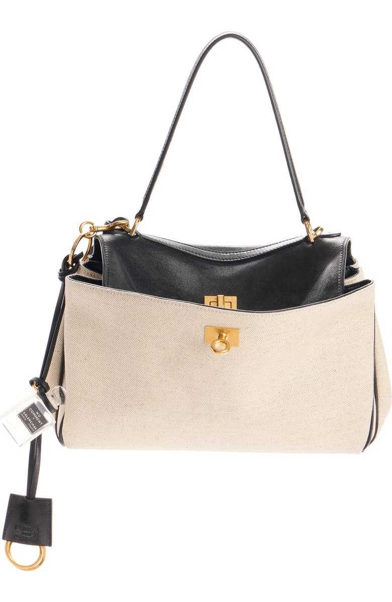 Balenciaga Small Rodeo Mixed Media Top Handle Bag, Main, color, 9260 Natural/ Black