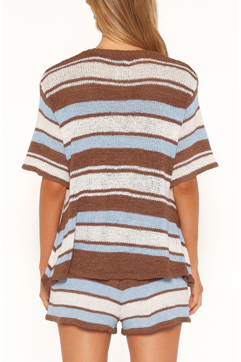 Aisling Stripe Sweater & Shorts Set, Alternate, color, BLUE BROWN STRIPE