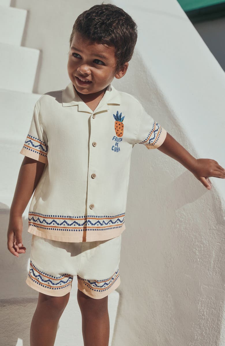 NEXT Kids' Havana Camp Shirt & Shorts Set, Alternate, color, Neutral