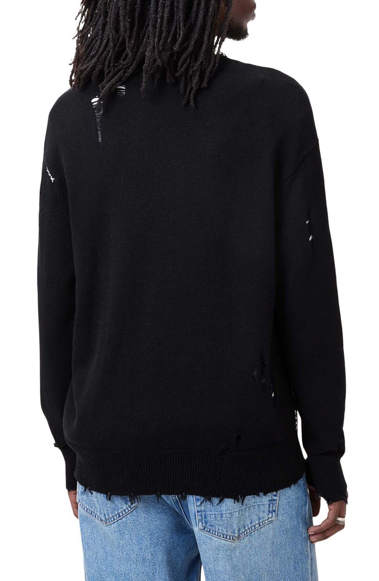 AllSaints Diago Distressed Cotton Crewneck Sweater, Alternate, color, 