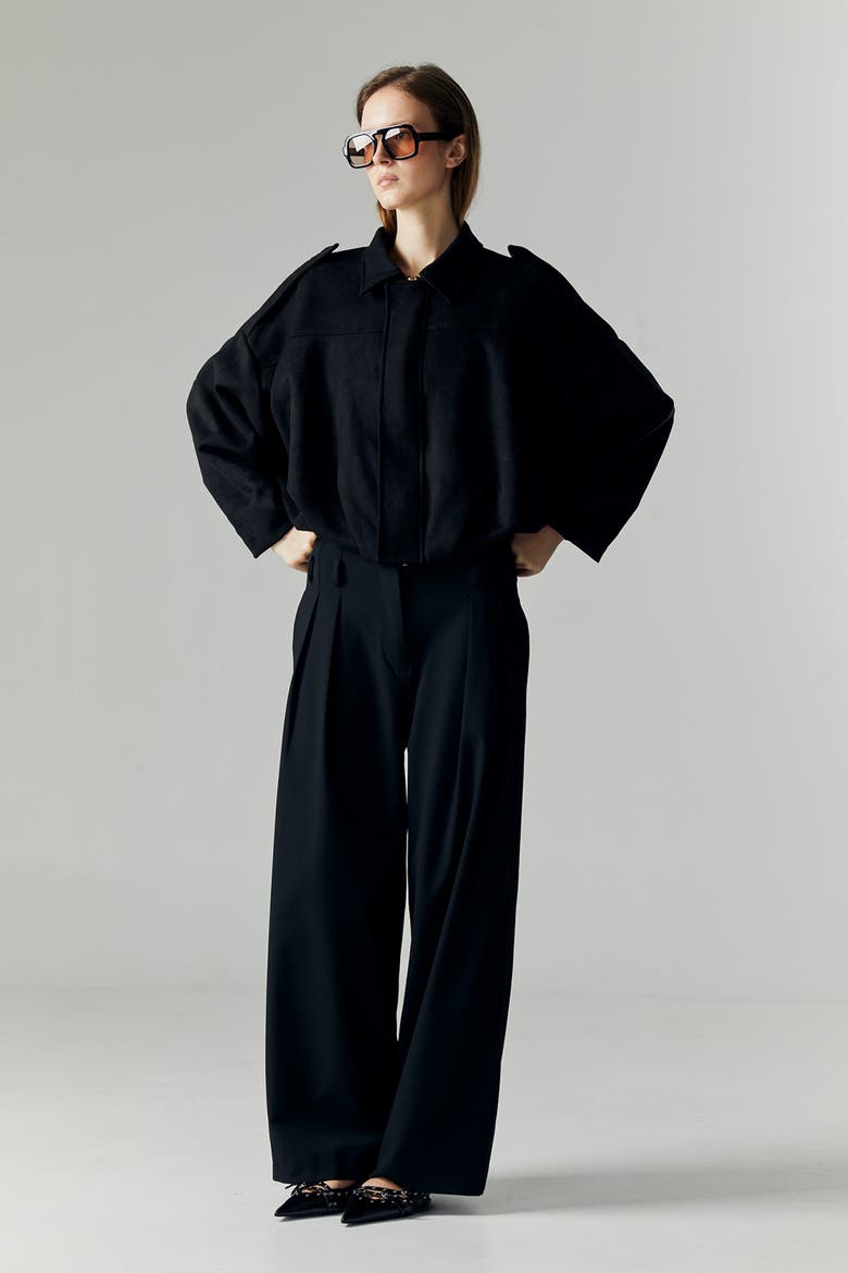 Qiana Suede Jacket, Alternate, color, Black