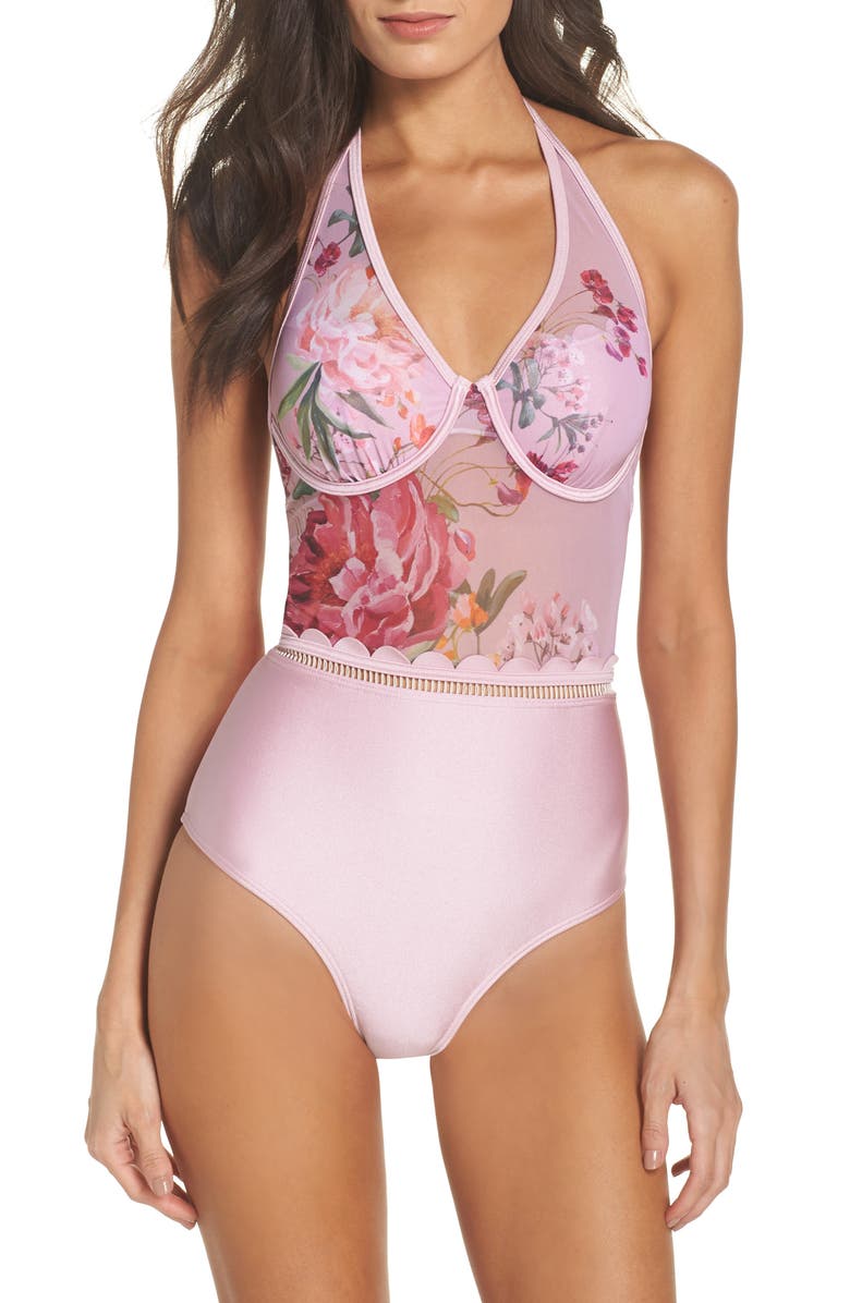 Ted Baker London Serenity Mesh One-Piece Swimsuit, Main, color,