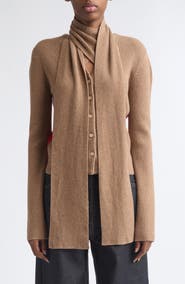 EENK Scarf Layered Wool Cardigan