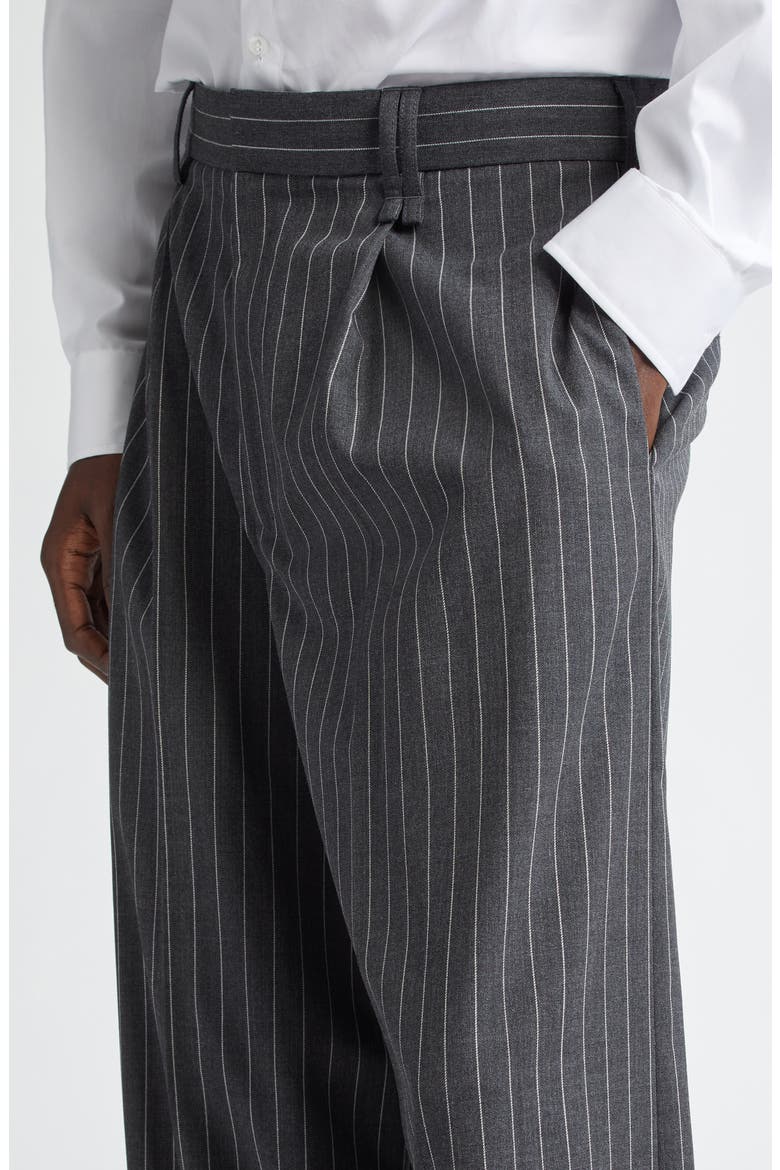 Wide Leg Pinstripe Trousers, Alternate, color, GREY