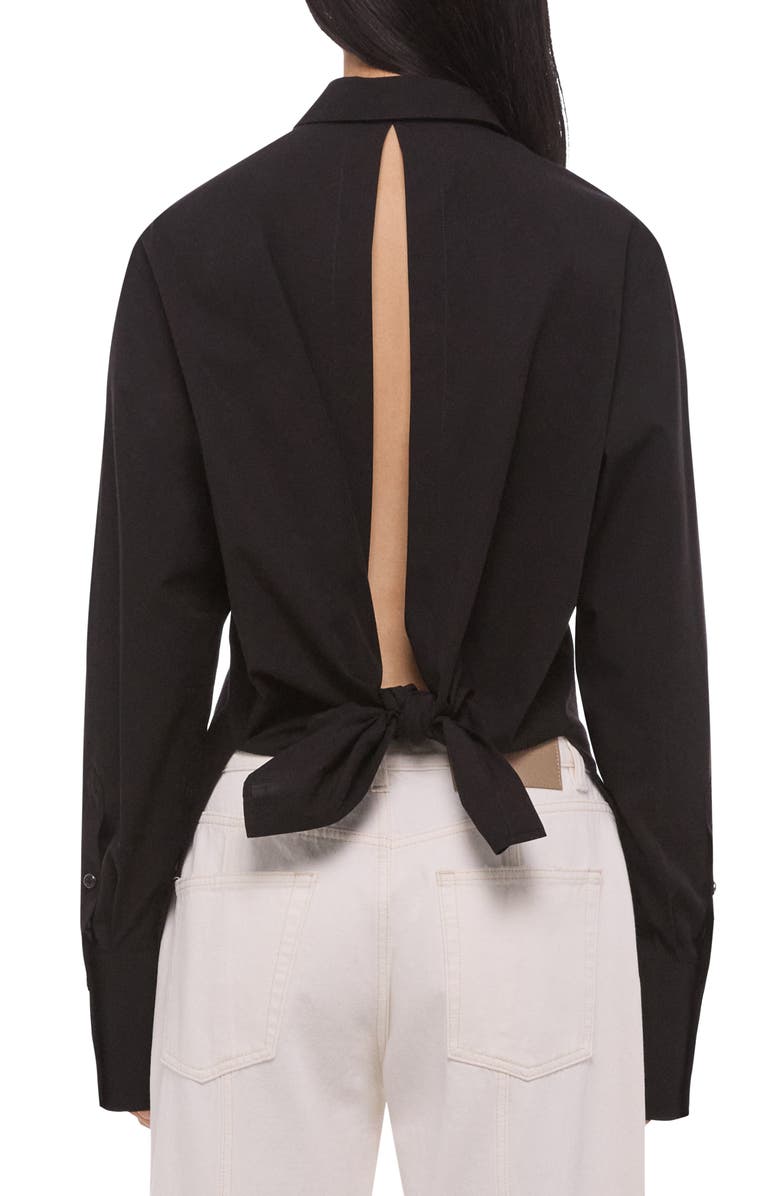 Helmut Lang Open Tie Back Cotton Shirt, Alternate, color, Black