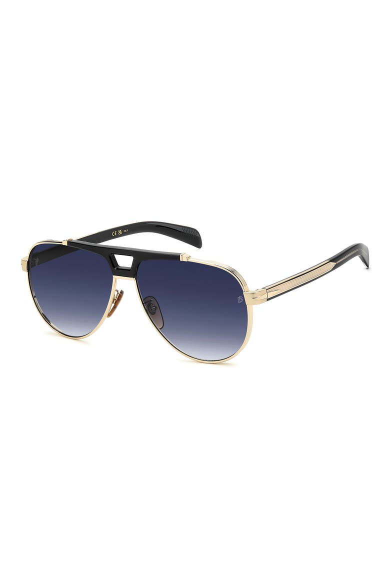 DB 7169/S 62mm Oversize Aviator Sunglasses, Alternate, color, GOLD BLACK/ BLUE SF