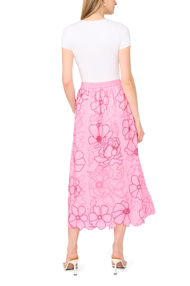 Floral Embroidery Midi Skirt, Alternate, color, SACHET PINK