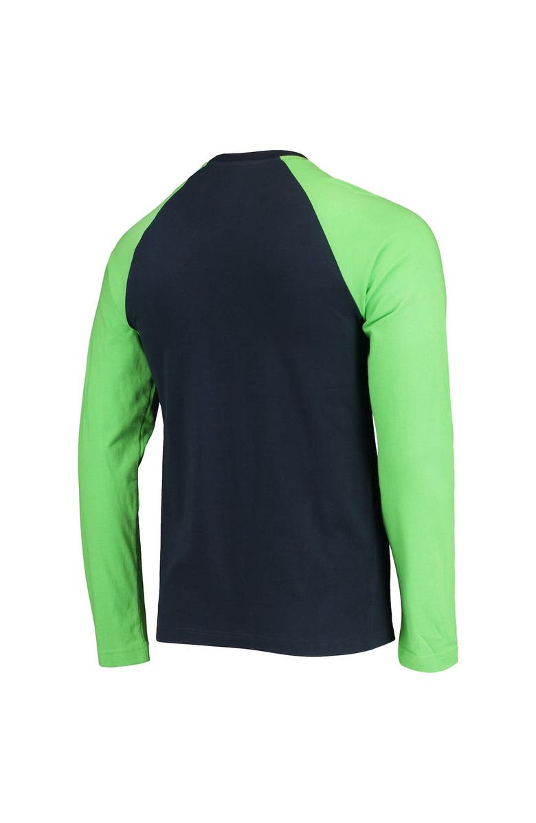 New Era Men's New Era College Navy/Neon Green Seattle Seahawks League Raglan Long Sleeve T-Shirt, Alternate, color, Navy