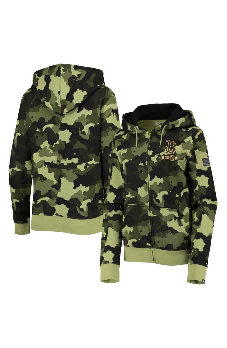 New Era Women's New Era Green Boston Red Sox 2022 MLB Armed Forces Day Camo Full-Zip Hoodie, Main, color, Green