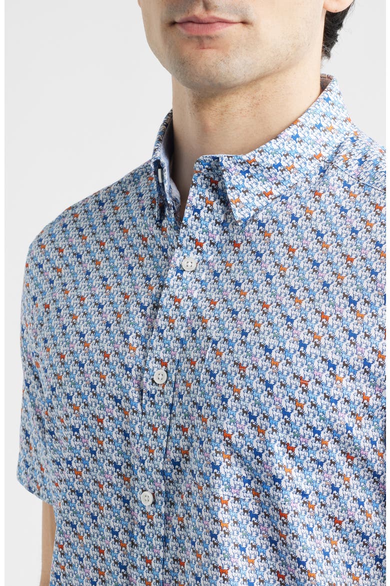 Logan Print Short Sleeve Button-Up Shirt, Alternate, color, WHITE MULTI MINI LAB