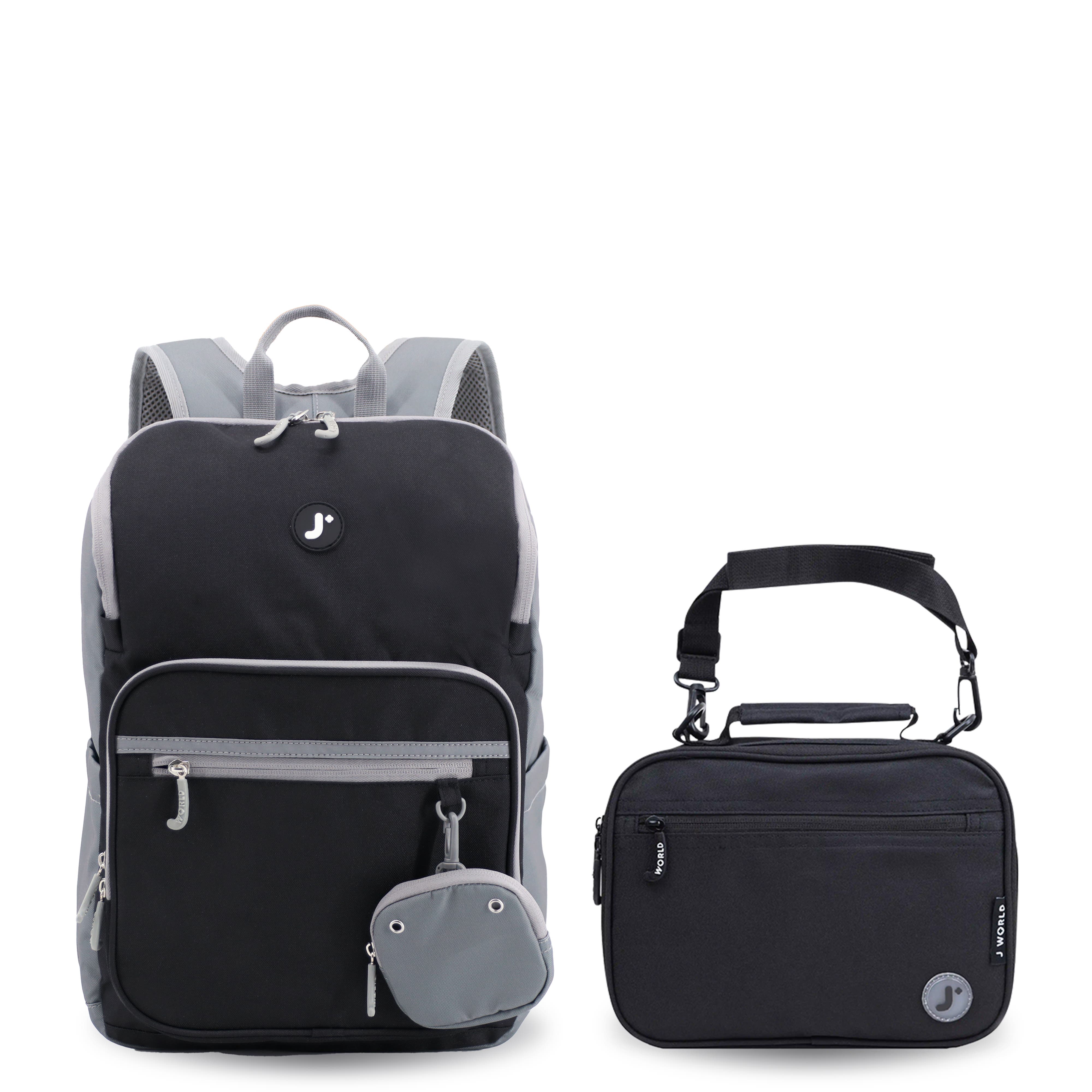 J World Junior Backpack With Lunch Box For School, Main, color, Black