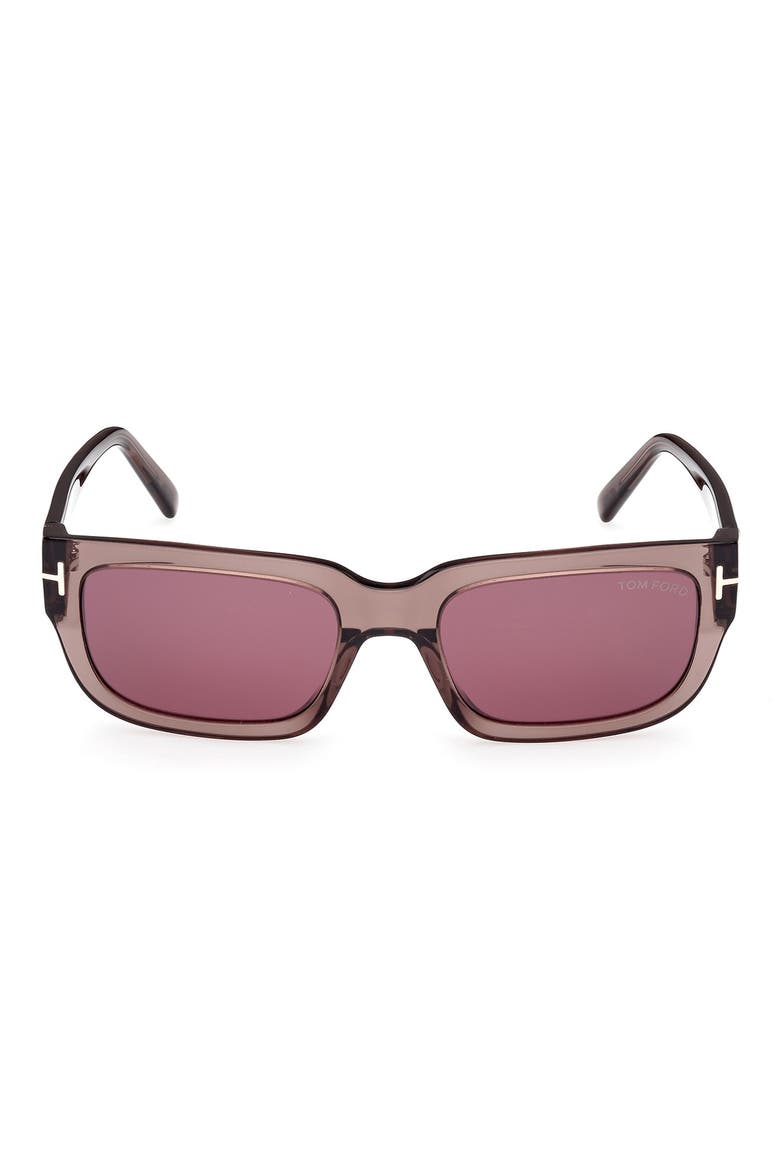 Ezra 54mm Rectangular Sunglasses, Main, color, LIGHT BROWN / BORDEAUX MIRROR