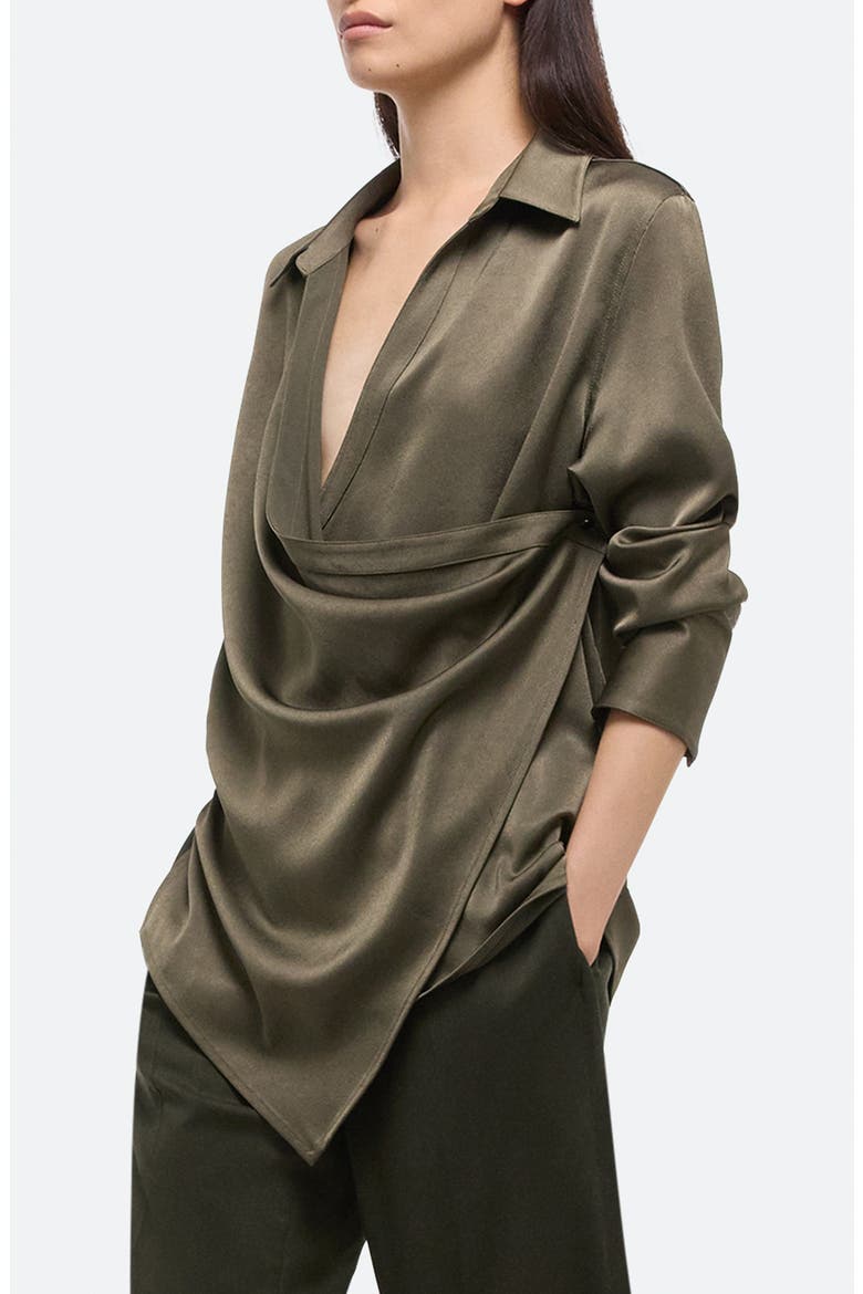 Relax Faux Wrap Shirt, Alternate, color, OLIVE - F0X