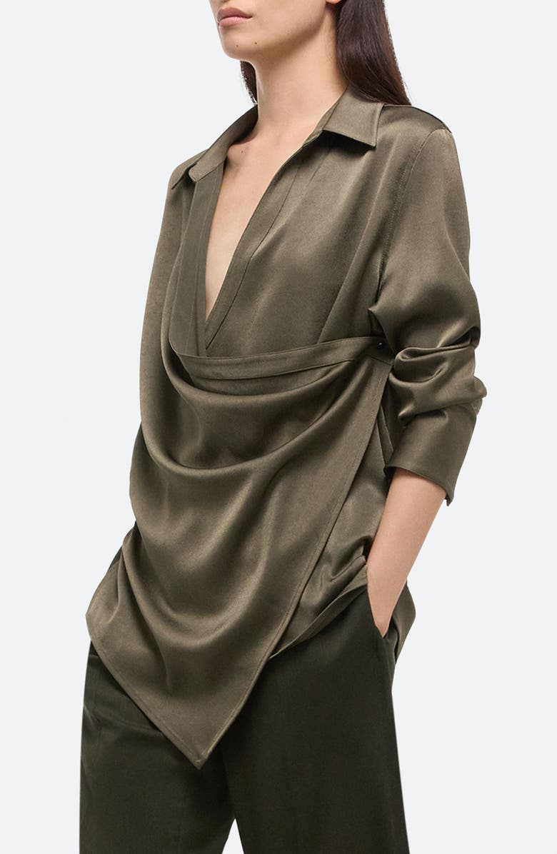 Helmut Lang Relax Faux Wrap Shirt, Alternate, color, Olive - F0x