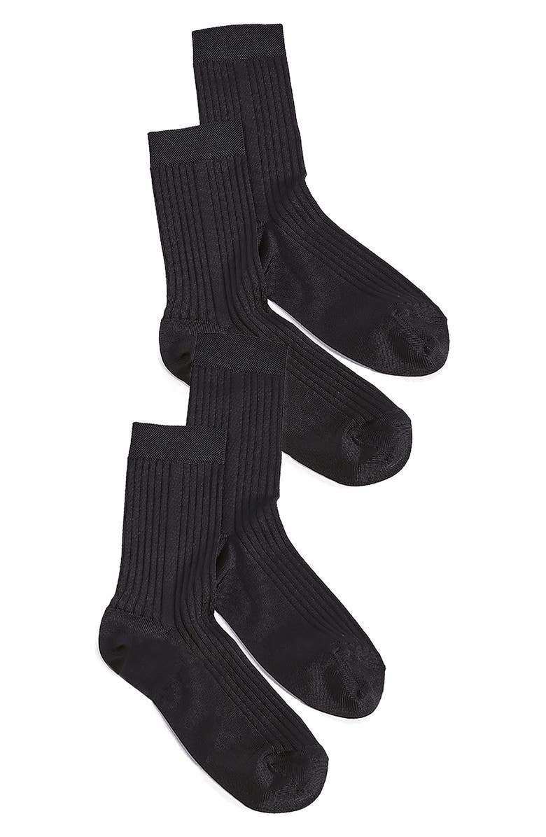 Stems Silky Blend Assorted 2-Pack Rib Crew Socks, Main, color, Black Black