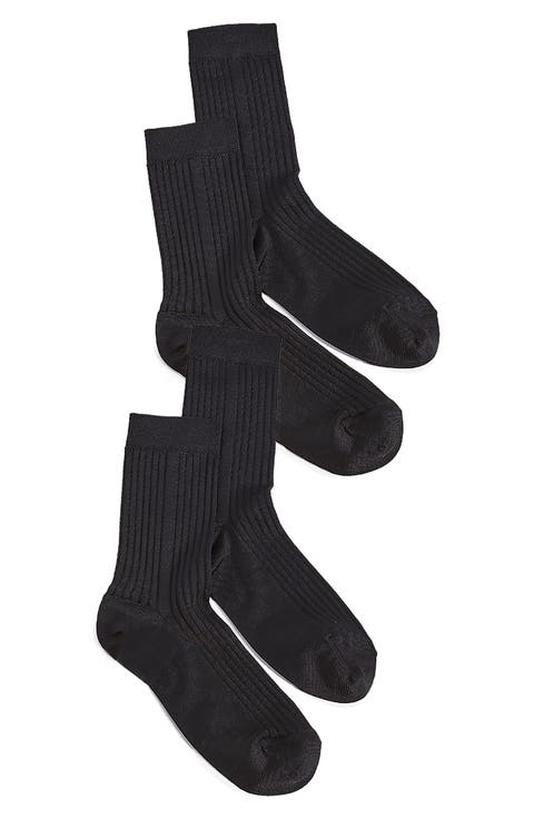 Silky Blend Assorted 2-Pack Rib Crew Socks
