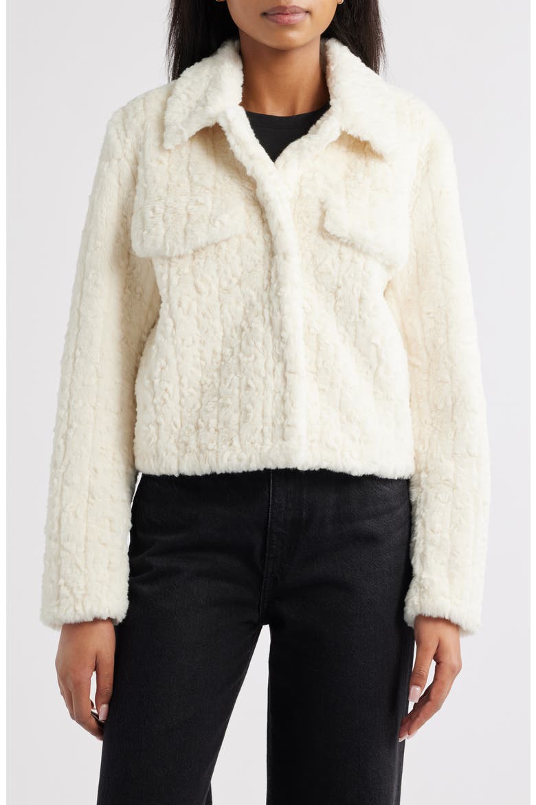 Faux Shearling Crop Jacket, Main, color, CREAM
