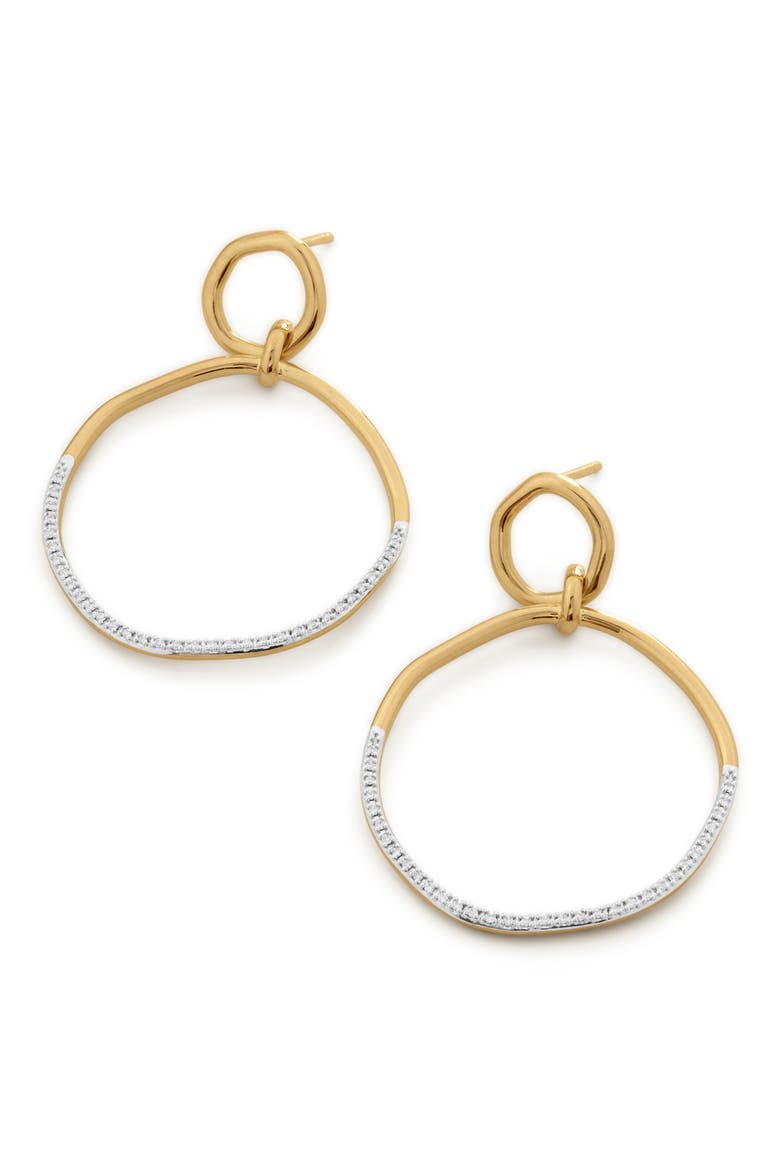 Riva Pavé Diamond Frontal Drop Earrings , Main, color, 18CT GOLD VERMEIL ON STERLING