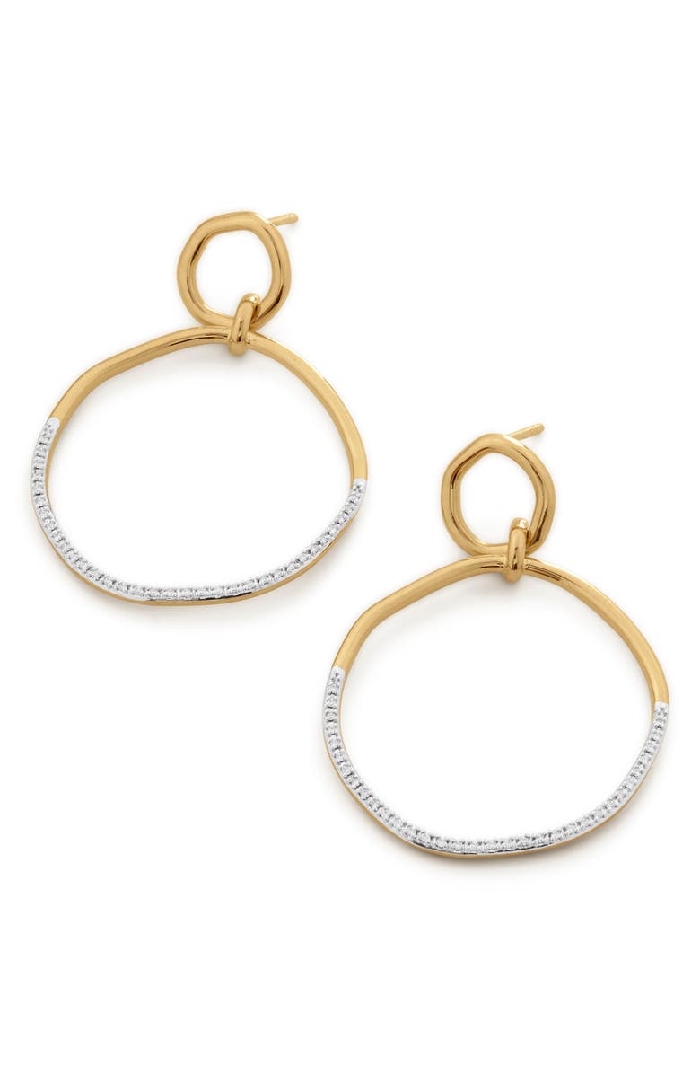 Monica Vinader Riva Pavé Diamond Frontal Drop Earrings, Main, color, 18Ct Gold Vermeil On Sterling