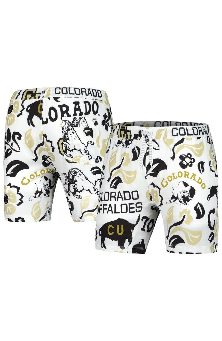 Wes & Willy Men's Wes & Willy White Colorado Buffaloes Vault Tech Swimming Trunks, Alternate, color,