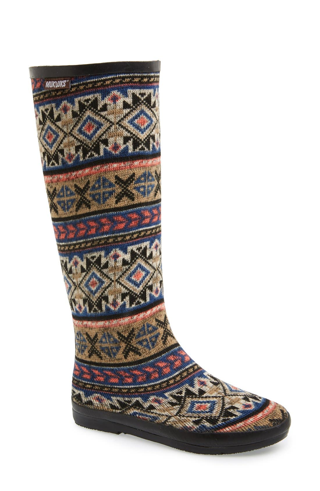'Aubrie' Fair Isle Knit Rain Boot, Main, color, PURPLE