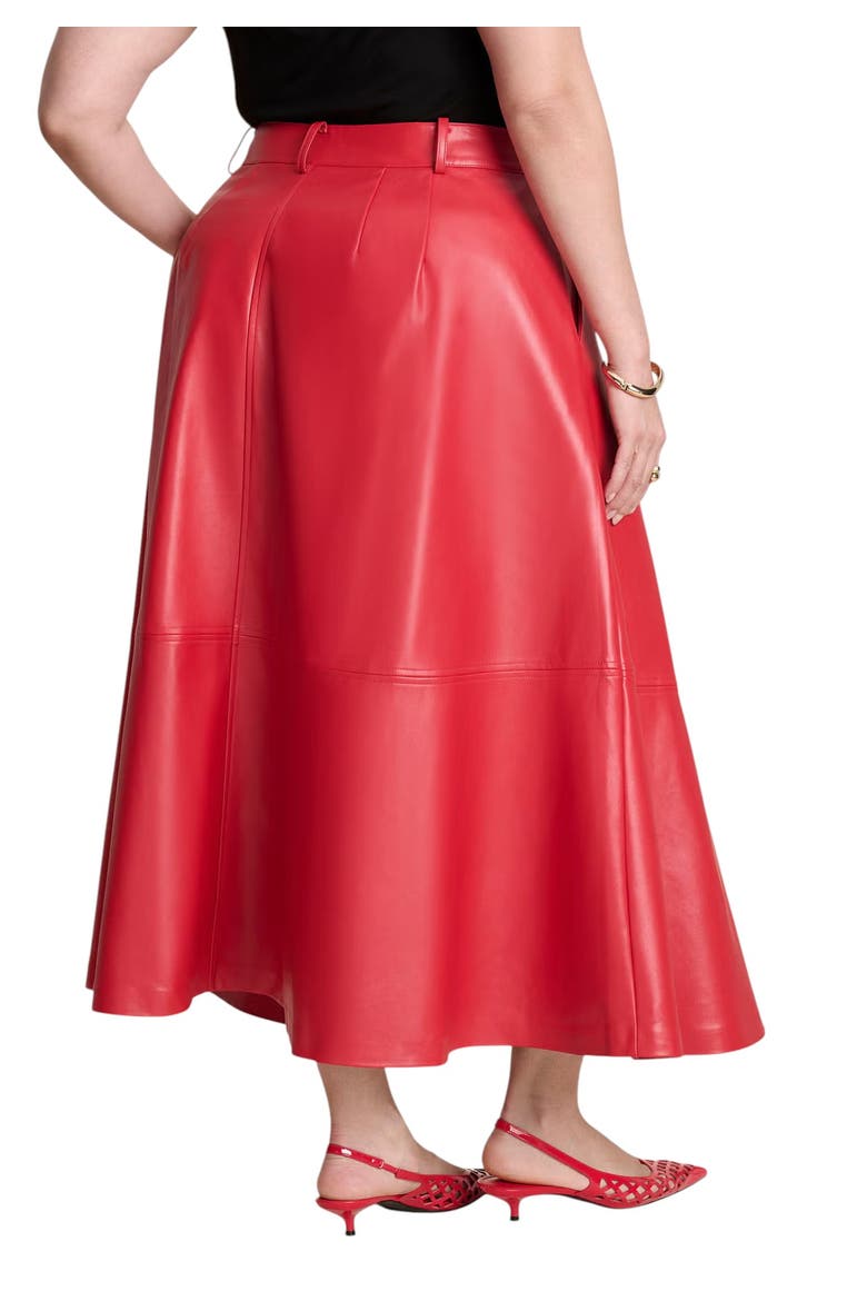 Faux Leather Midi Skirt, Alternate, color, BARBADOS CHERRY