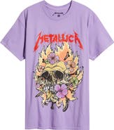 Merch Traffic Metallica Fire Scull Cotton Graphic T-Shirt