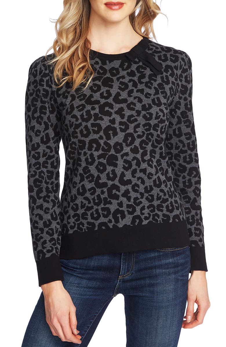 CeCe Leopard Cotton Sweater, Main, color, 