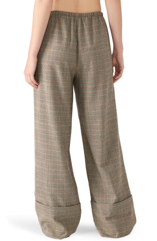 Steve Madden Idra Plaid Wide Leg Drawstring Pants In Gray