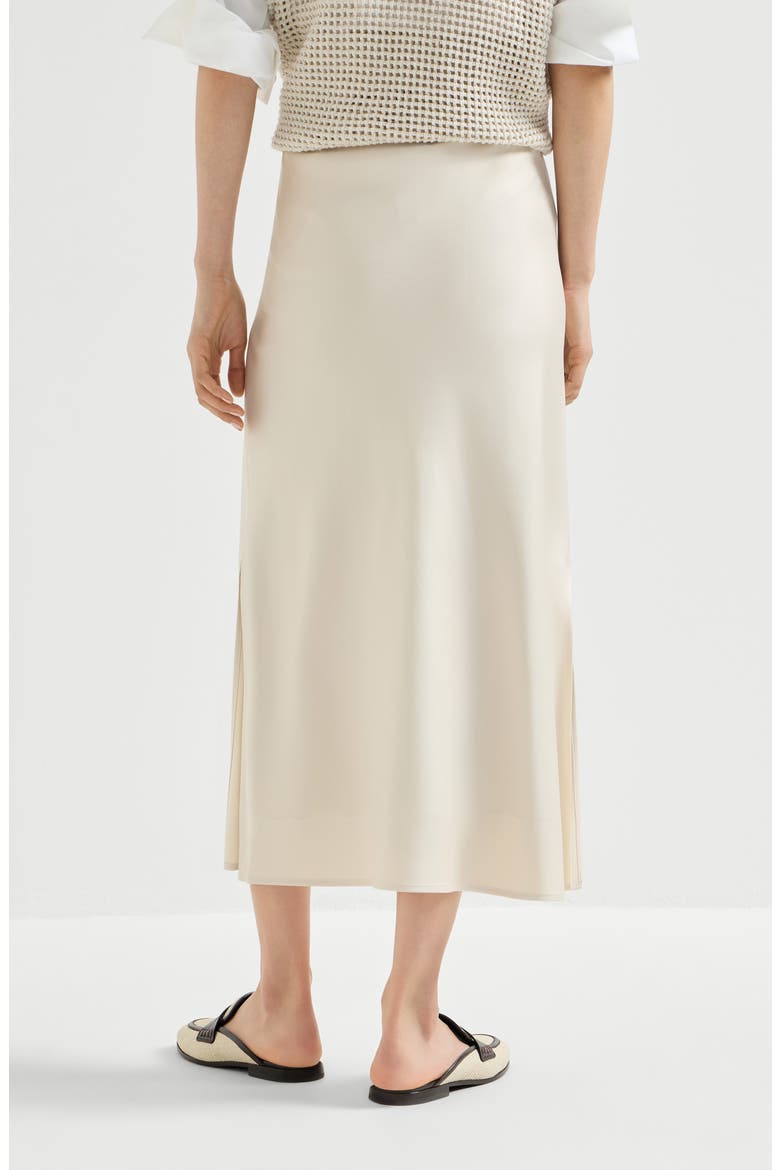 Satin cady fluid pencil skirt, Alternate, color, Beige Silk