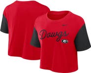 Nike Women's Nike Red/Black Georgia Bulldogs Color-Block Script Performance Cropped T-Shirt