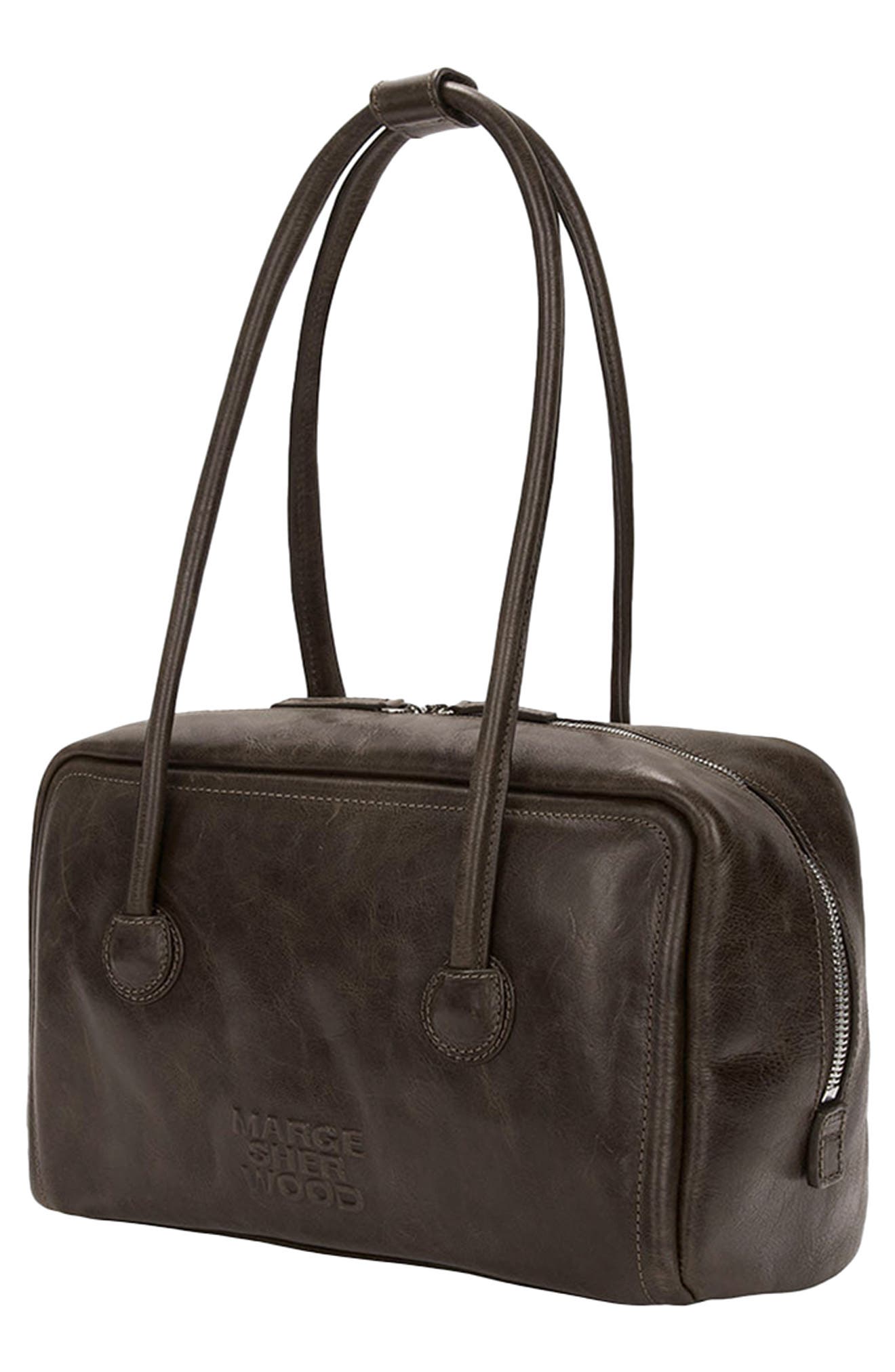 MARGESHERWOOD Boston Leather Shoulder Bag, Alternate, color, Washed Brown Pull-Up