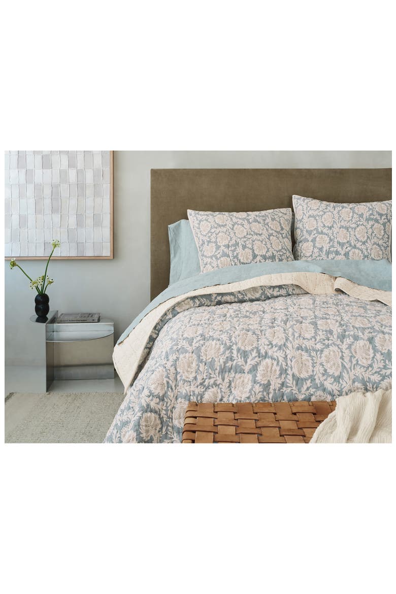 Robles Hand-Stitched Organic Cotton Quilt, Alternate, color, TIDAL/ KHAKI