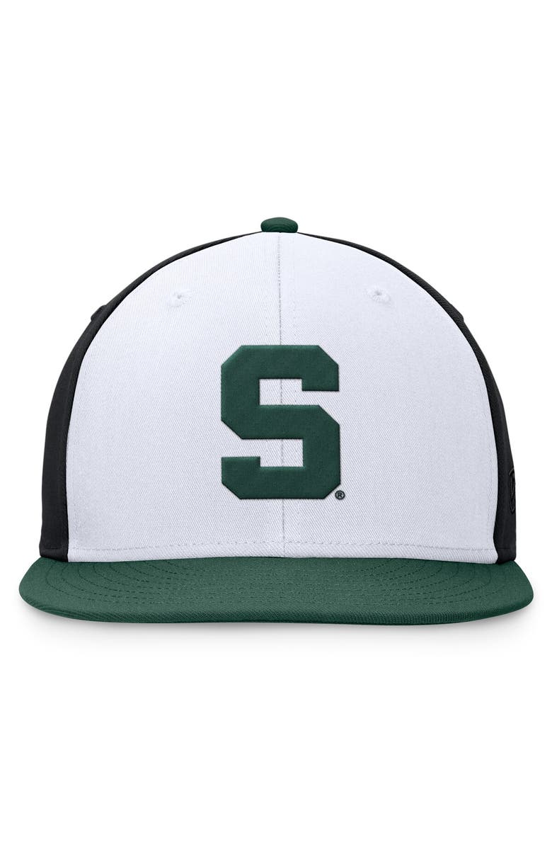 TOP OF THE WORLD Men's Top of the World White/Green Michigan State Spartans Tri-Tone Heritage Collector Fitted Hat, Alternate, color, White