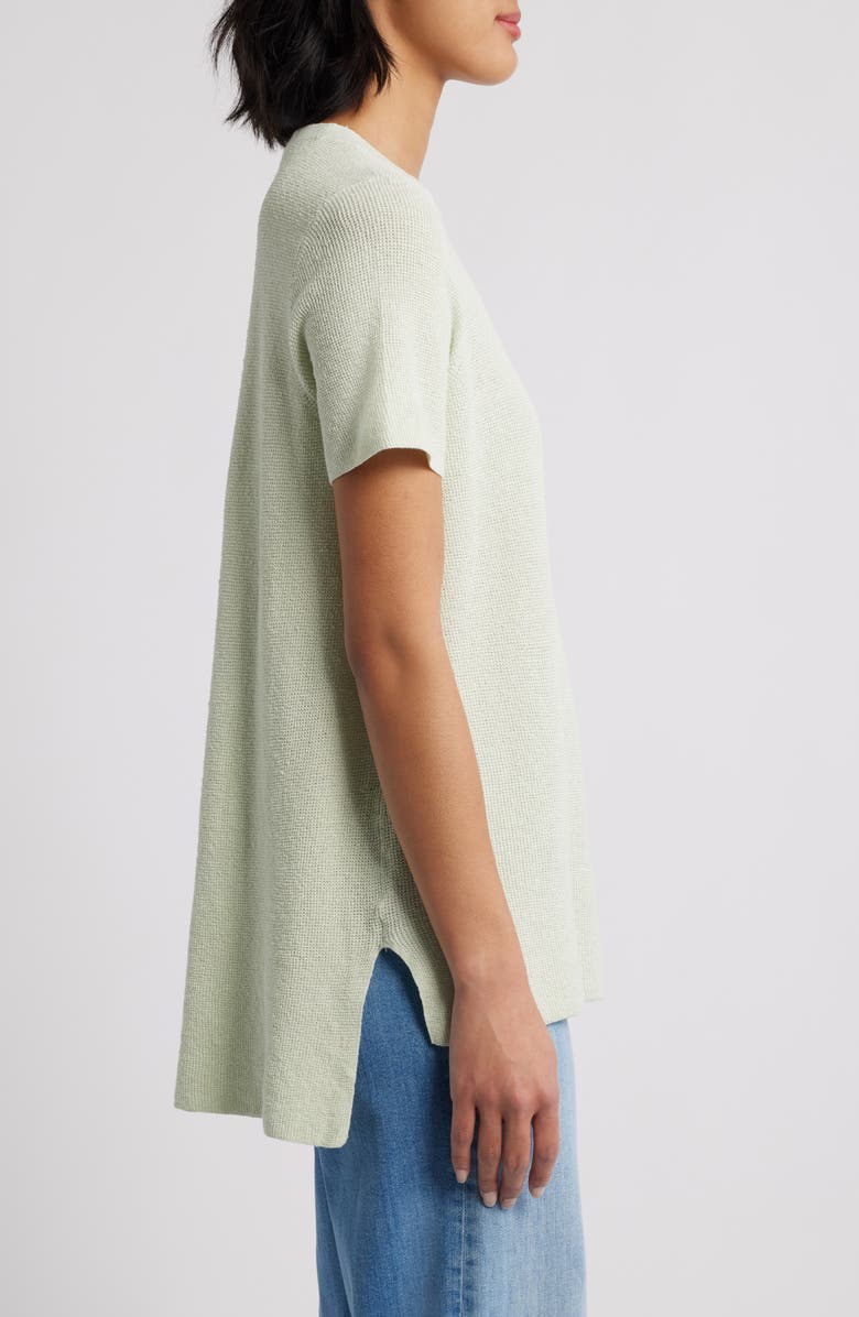 Eileen Fisher Short Sleeve Organic Linen Blend Tunic Sweater, Alternate, color, Mist