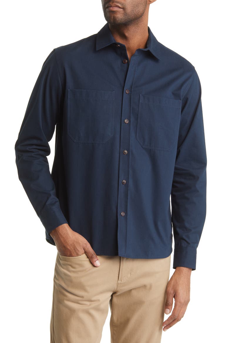 Almur Brushed Cotton Twill Overshirt, Alternate, color, NAVY