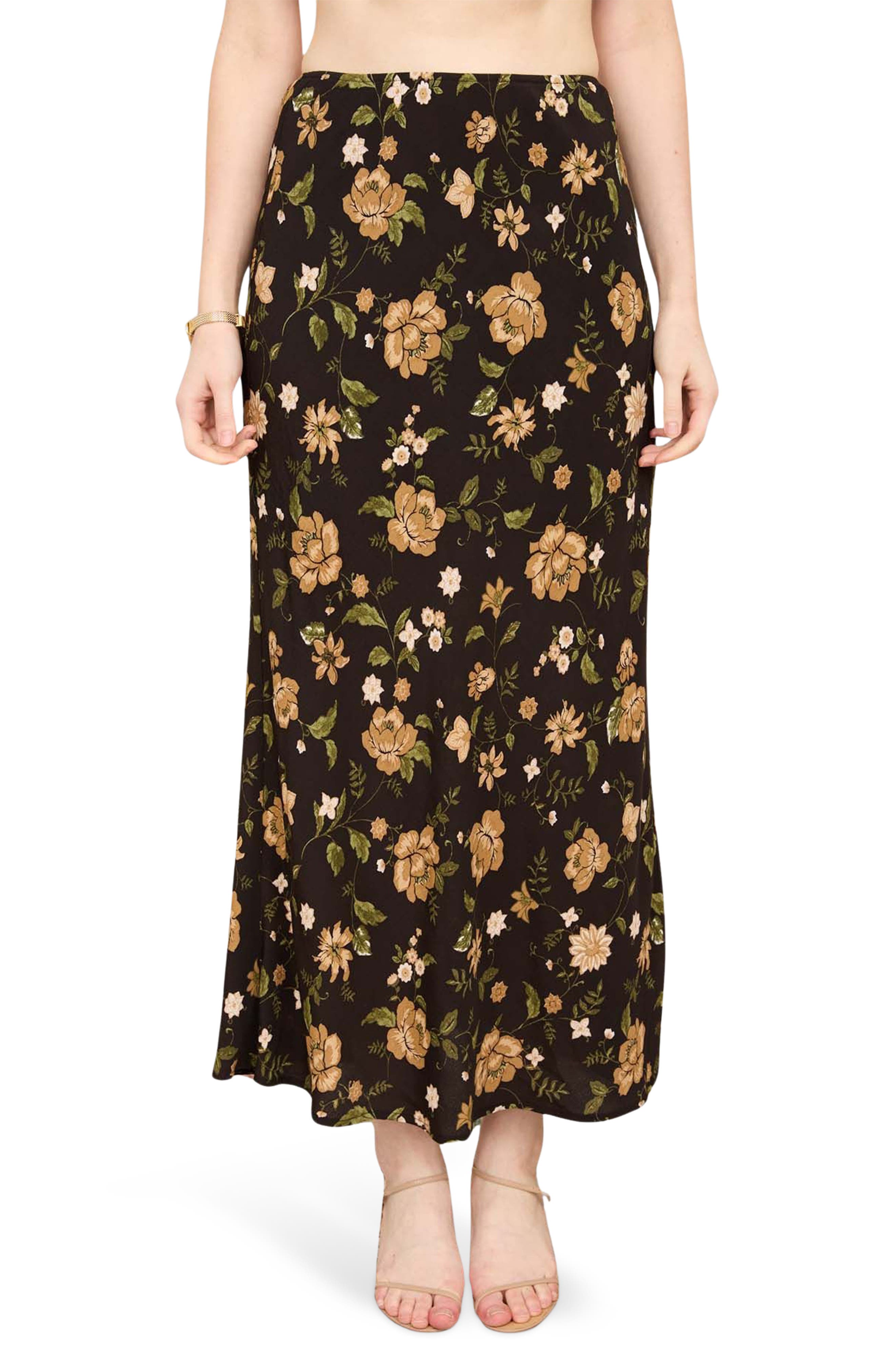Blu Pepper Floral Midi Skirt