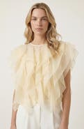 Modenaire Sheer Ruffled Tulle Blouse