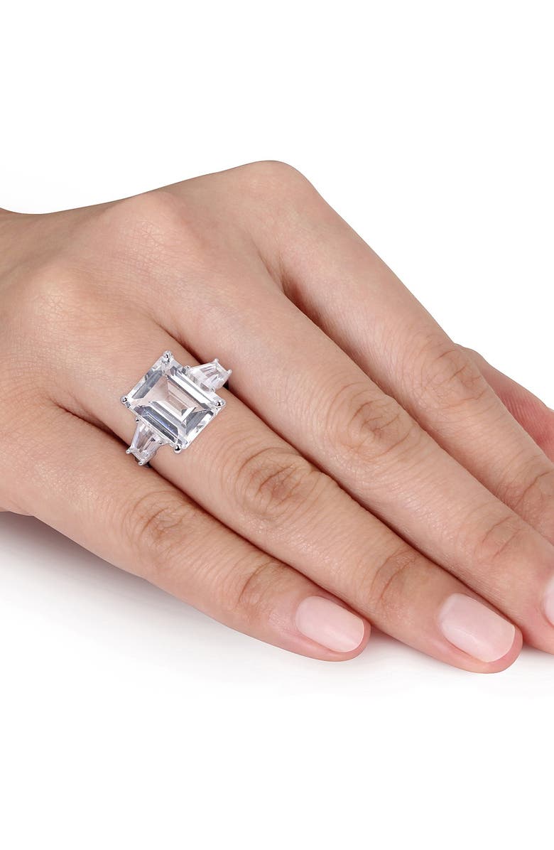 DELMAR Sterling Silver 3-Stone White Topaz Ring, Alternate, color, 