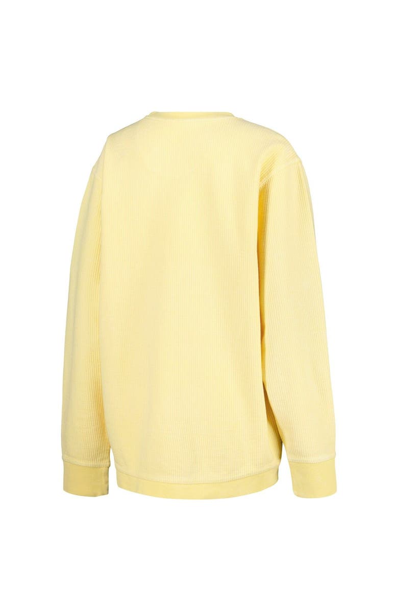PRESSBOX Women's Pressbox Yellow Indiana Hoosiers Comfy Cord Bar Print Pullover Sweatshirt, Alternate, color, 
