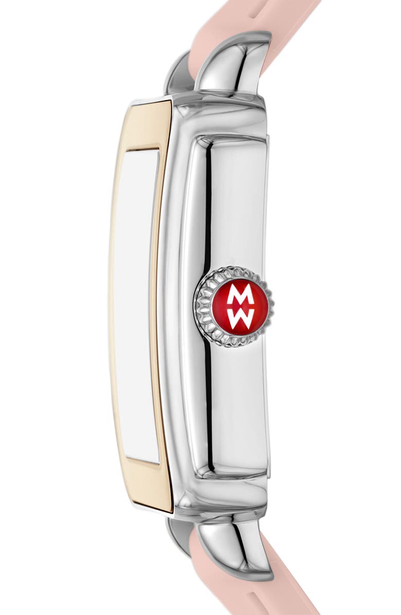 MICHELE Deco Sport Silicone Strap Watch, 34mm x 36mm, Alternate, color, Pink