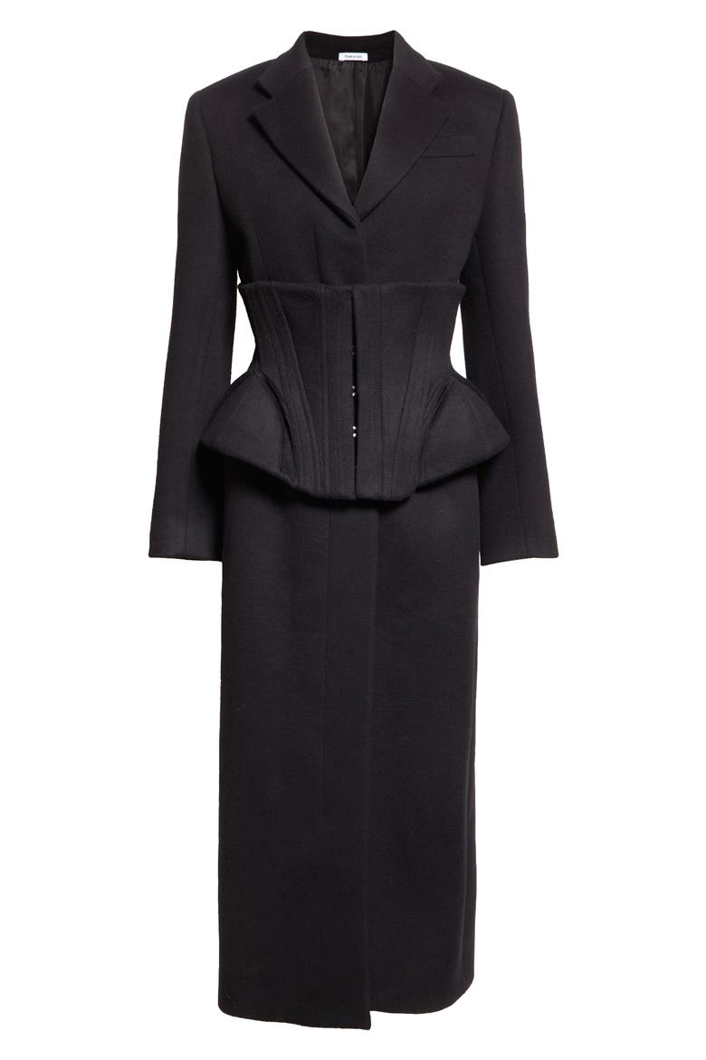 Long Cashmere & Wool Corset Coat, Alternate, color, BLACK