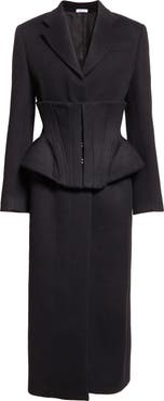 McQueen Long Cashmere & Wool Corset Coat
