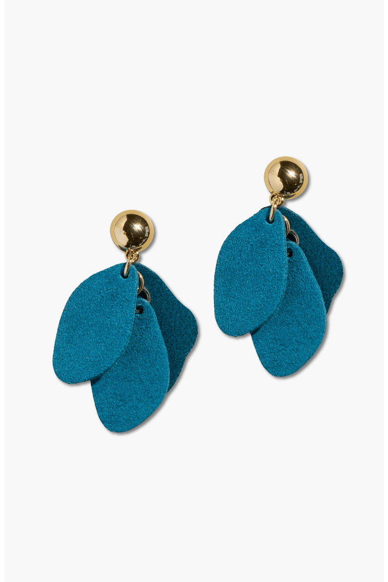 Weston Leather Earrings, Main, color, Peacock Suede /Silver