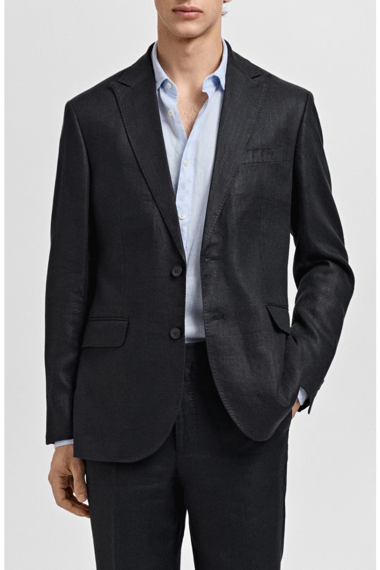 Slim Fit Linen Sport Coat, Main, color, BLACK